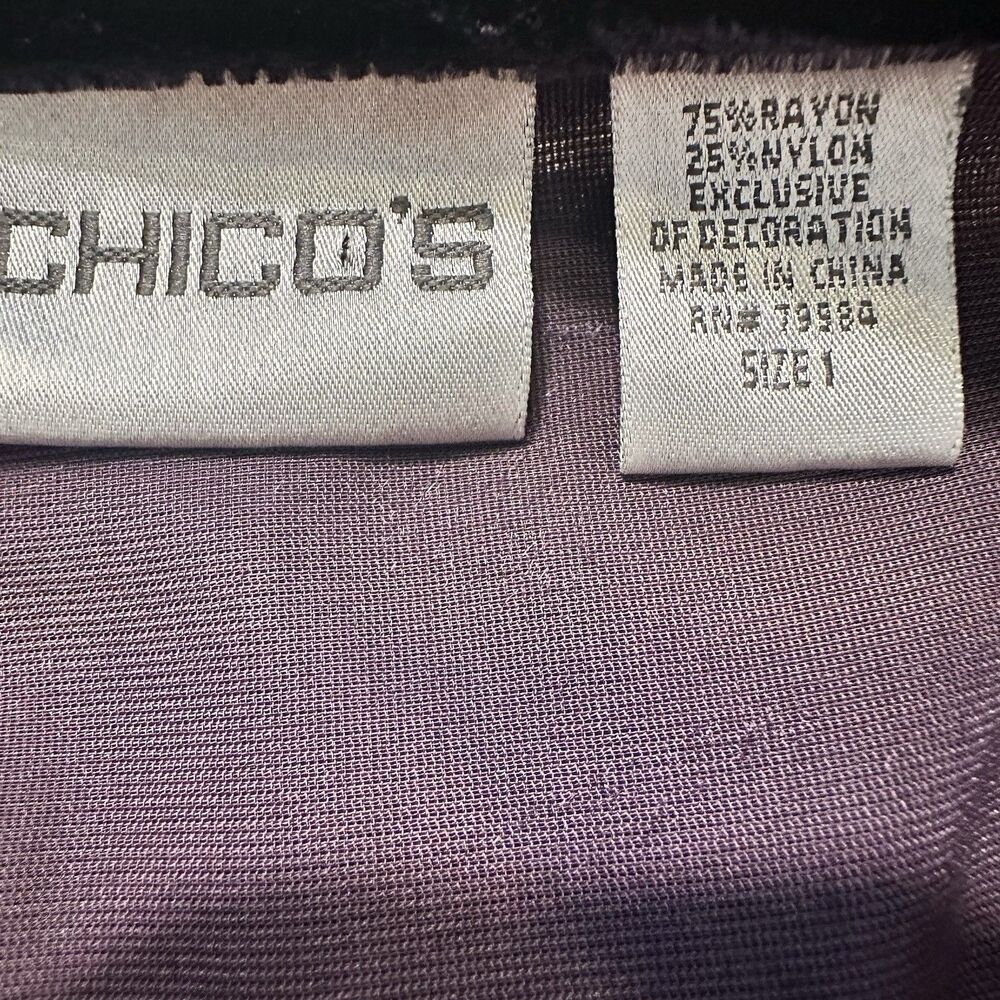 Chicos tunic Women 1 Purple Romance Velvet beaded whimsigoth Witchy Fairy Stevie - Picture 8 of 8